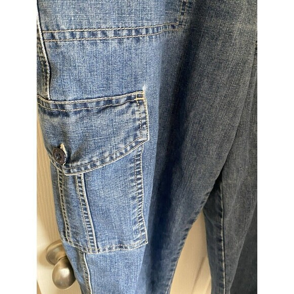 Gloria Vanderbilt jeans 14 Baggy Cargo Pockets Dark Wash Belted Y2k Streetwear - Picture 5 of 8